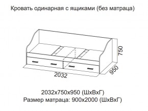 Кровать одинарная с ящиками (Без матраца 0,9*2,0) в Артёмовском - artyomovskij.magazin-mebel74.ru | фото