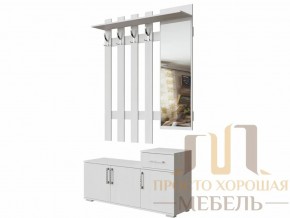 Вешалка с зеркалом 1,0 м №3 Ясень Анкор светлый в Артёмовском - artyomovskij.magazin-mebel74.ru | фото